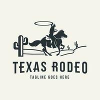 paard silhouet rodeo Texas cowboy wijnoogst retro western land logo ontwerp sjabloon vector