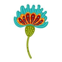 schattig bloem decoratief icoon. hand- getrokken bloemen symbool. volk stijl. vector