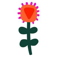 hand- getrokken minimalistisch bloem. gestileerde bloem in naief kunst stijl. uit de vrije hand botanisch afdrukken element. bloemen element geïsoleerd. vector