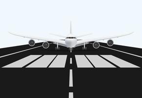 vliegtuig op de landingsbaan van de luchthaven voor opstijgen, vectorillustratie vector