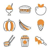 bundel van heerlijk eten set iconen vector