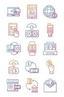 bundel van betaling online set pictogrammen vector