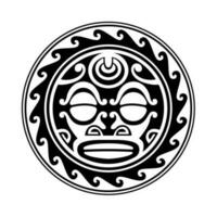 traditioneel Maori ronde tatoeëren ontwerp. bewerkbare vector illustratie. etnisch cirkel ornament. Afrikaanse masker.