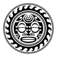 traditioneel Maori ronde tatoeëren ontwerp. bewerkbare vector illustratie. etnisch cirkel ornament. Afrikaanse masker.