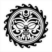 traditioneel Maori ronde tatoeëren ontwerp. bewerkbare vector illustratie. etnisch cirkel ornament. Afrikaanse masker.