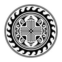 traditioneel Maori ronde tatoeëren ontwerp. bewerkbare vector illustratie. etnisch cirkel ornament. Afrikaanse masker.