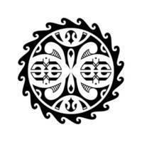 traditioneel Maori ronde tatoeëren ontwerp. bewerkbare vector illustratie. etnisch cirkel ornament. Afrikaanse masker.