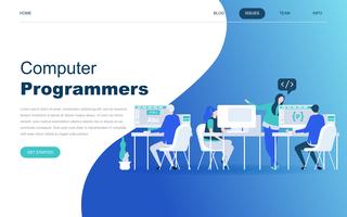 Modern plat ontwerpconcept van computerprogrammeurs vector