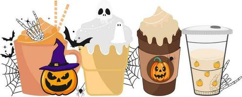 retro halloween spookachtige. halloween koffie vector