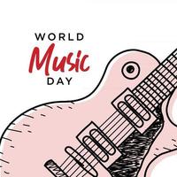 gelukkige wereldmuziek dag viering hand tekenen typografie - vector