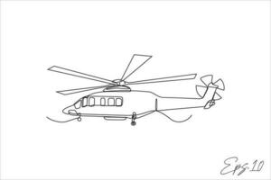 helikopter vliegtuig doorlopend lijn vector illustratie