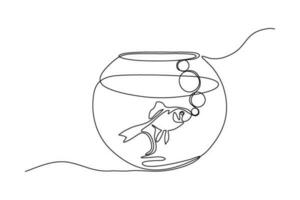 doorlopend lijn vector illustratie van vis in aquarium