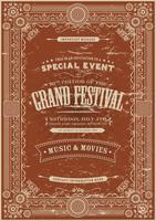 Vintage Retro Festival Poster Achtergrond vector