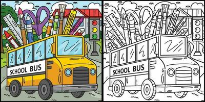 terug naar school- bus kleur bladzijde illustratie vector
