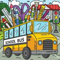 terug naar school- bus gekleurde tekenfilm illustratie vector