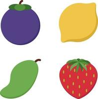 schattig fruit element. gelukkig schattig reeks van glimlachen fruit gezichten. vector reeks van vlak tekenfilm illustratie pictogrammen.vector illustratie.