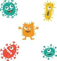 schattig virus karakter. bacterieel en microbieel infectie schattig tekenfilm karakter geïsoleerd Aan wit achtergrond. vector illustratie