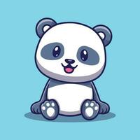 schattig panda zittend ontspannen tekenfilm icoon illustratie vector