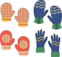 winter handschoen. schattig kleurrijk geweven of gebreid handschoenen voor verkoudheid ijzig weer geïsoleerd Aan wit achtergrond. tekenfilm vlak vector illustratie