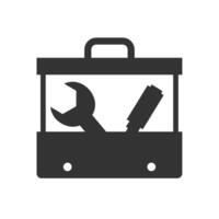 vector illustratie van gereedschap geval icoon in donker kleur en wit achtergrond