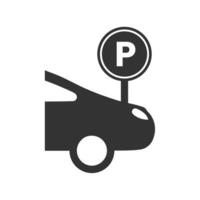 vector illustratie van auto park icoon in donker kleur en wit achtergrond