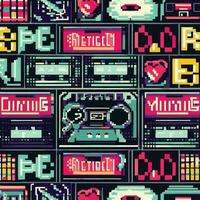 retro gevoel verzameling - pixel kunst patroon vector grafiek