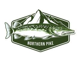 noordelijk snoek vis insigne logo vector