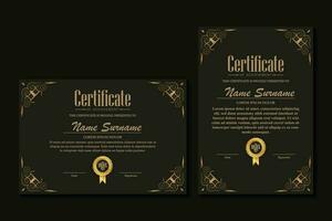 certificaat van prestatie sjabloon met vintage gouden rand - vector
