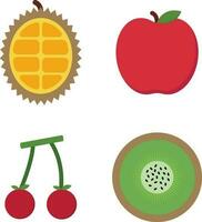 schattig fruit element. gelukkig schattig reeks van glimlachen fruit gezichten. vector reeks van vlak tekenfilm illustratie pictogrammen.vector illustratie.