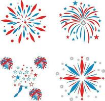 vuurwerk Verenigde Staten van Amerika onafhankelijkheid dag. feestelijk kunst voorwerp voor Verenigde Staten van Amerika onafhankelijkheid dag. Amerikaans nationaal viering ontwerp elementen. vector