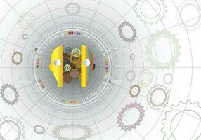 vector illustratie robot innovatie en uitrusting met netwerk spinneweb concept.