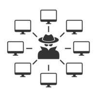 vector illustratie van hacker netwerk icoon in donker kleur en wit achtergrond
