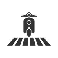 vector illustratie van motorfiets Bij zebra kruispunt icoon in donker kleur en wit achtergrond