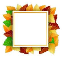 herfst achtergrond met herfst helder bladeren en plein kader, papier wit vel Aan wit achtergrond. vector illustratie. sjabloon, lay-out, mockup voor affiches, brochures, uitnodigingen, certificaten