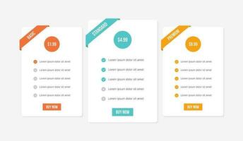 vector plan aanbod prijs pakket abonnement opties vergelijking tafel tabel infographic ontwerp sjabloon