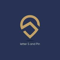 brief s logo ontwerp vector idee met pin concept