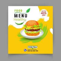 sociaal media post sjabloon banier, restaurant korting voedsel hamburger folder ontwerp, vandaag menu slang Chinese maaltijd advertentie sjabloon. vector