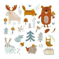 reeks met hand- getrokken wild Woud dieren. vector illustraties