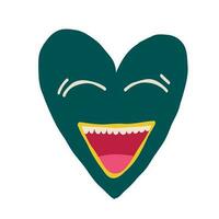 een vreemd funky groen hart met een een glimlachen uiteinde van een loop. vector