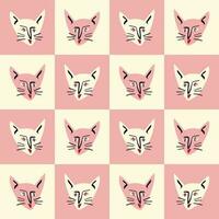 patroon met pot met een lief gezicht. freaky grappig kat gezicht vector