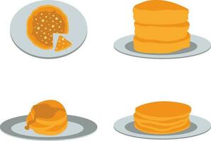 nationaal pannenkoek dag element. pannekoeken met siroop en frambozen vector. stapel van pannekoeken Aan een bord icoon. vector illustratie