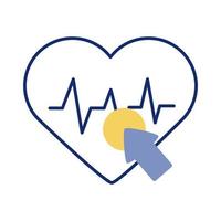 cursor muis met hart cardio gezondheid online lijnstijl vector