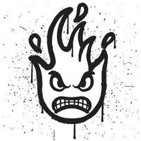 graffiti verstuiven verf boos gezicht brand karakter emoticon in vector illustratie