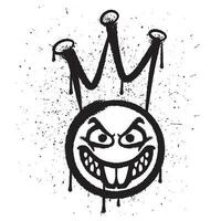 vector graffiti verstuiven verf lach koning emoticon geïsoleerd vector illustratie