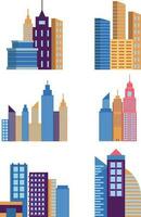 stad gebouw. Internationale bedrijven, wolkenkrabbers, banken en kantoor gebouwen.vector illustratie. vector