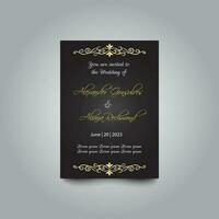 luxe bruiloft uitnodiging kaart ontwerp set. luxe wijnoogst gouden vector uitnodiging kaart sjabloon