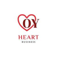 eerste brief oy liefde of hart icoon logo ontwerp sjabloon vector