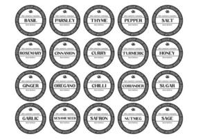 keuken kruiderij bijkeuken etiket sticker reeks in ronde vorm met Afrikaanse aztec Leuk vinden patroon decoratie vector