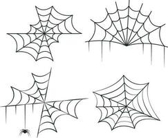 halloween spin web. spookachtig halloween spinneweb met spinnen. schets vector illustratie