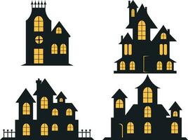 halloween achtervolgd huis. eng halloween huis bundel set. vector illustratie.